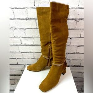 Sanctuary Electric Suede Knee High Boots Acorn Brown Size 10 NEW Block Heel